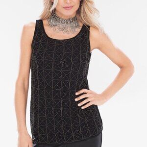 Chico's Silver Embellished Sleeveless Tank Top